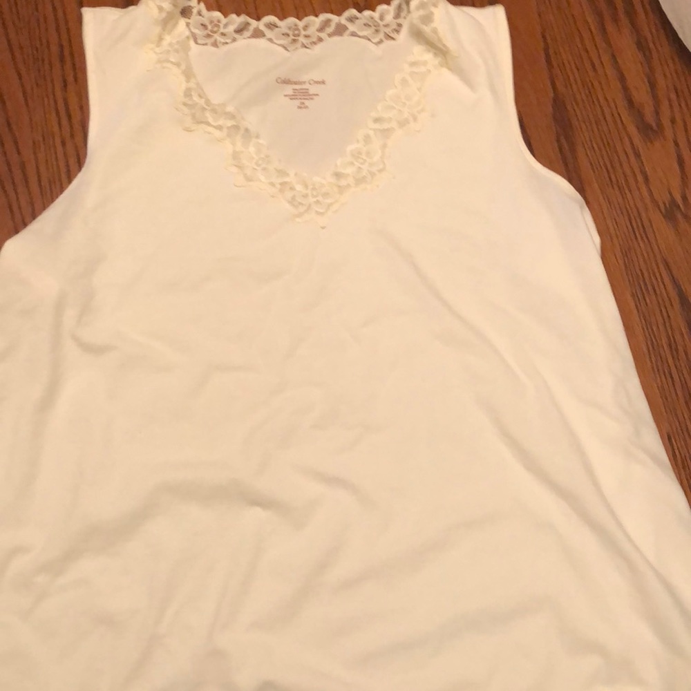 Coldwater Creek sleeveless lace shirt.